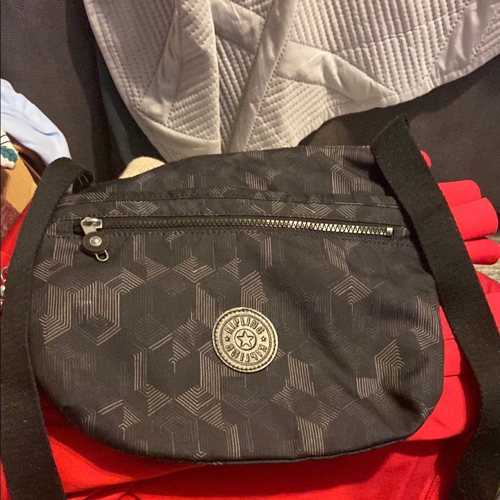 Kipling Geometric Black Messenger Bag